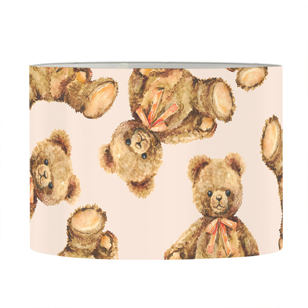 Watercolor Teddy Bear Pattern Print Drum Lamp Shade
