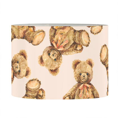 Watercolor Teddy Bear Pattern Print Drum Lamp Shade