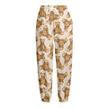 Watercolor Teddy Bear Pattern Print Fleece Lined Knit Pants