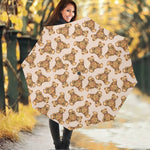 Watercolor Teddy Bear Pattern Print Foldable Umbrella
