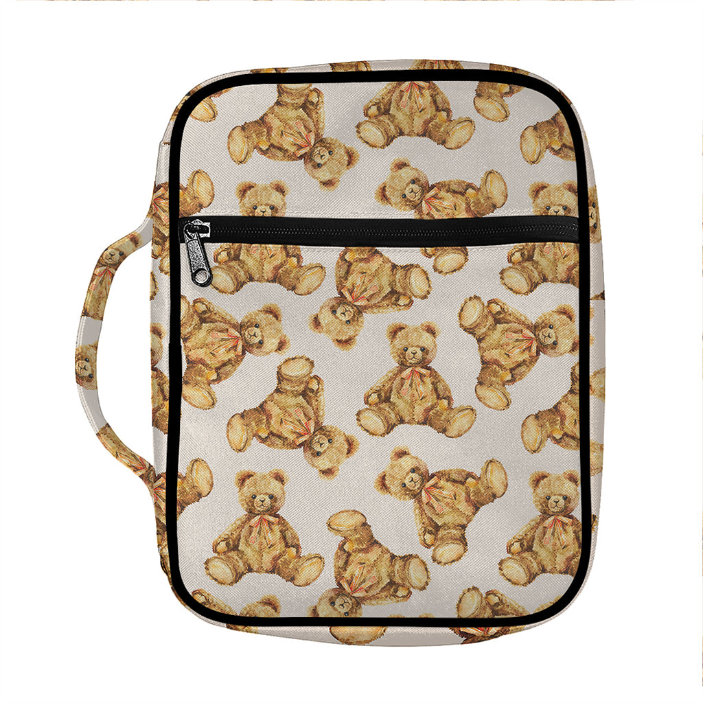 Watercolor Teddy Bear Pattern Print Front Pocket Bible Bag