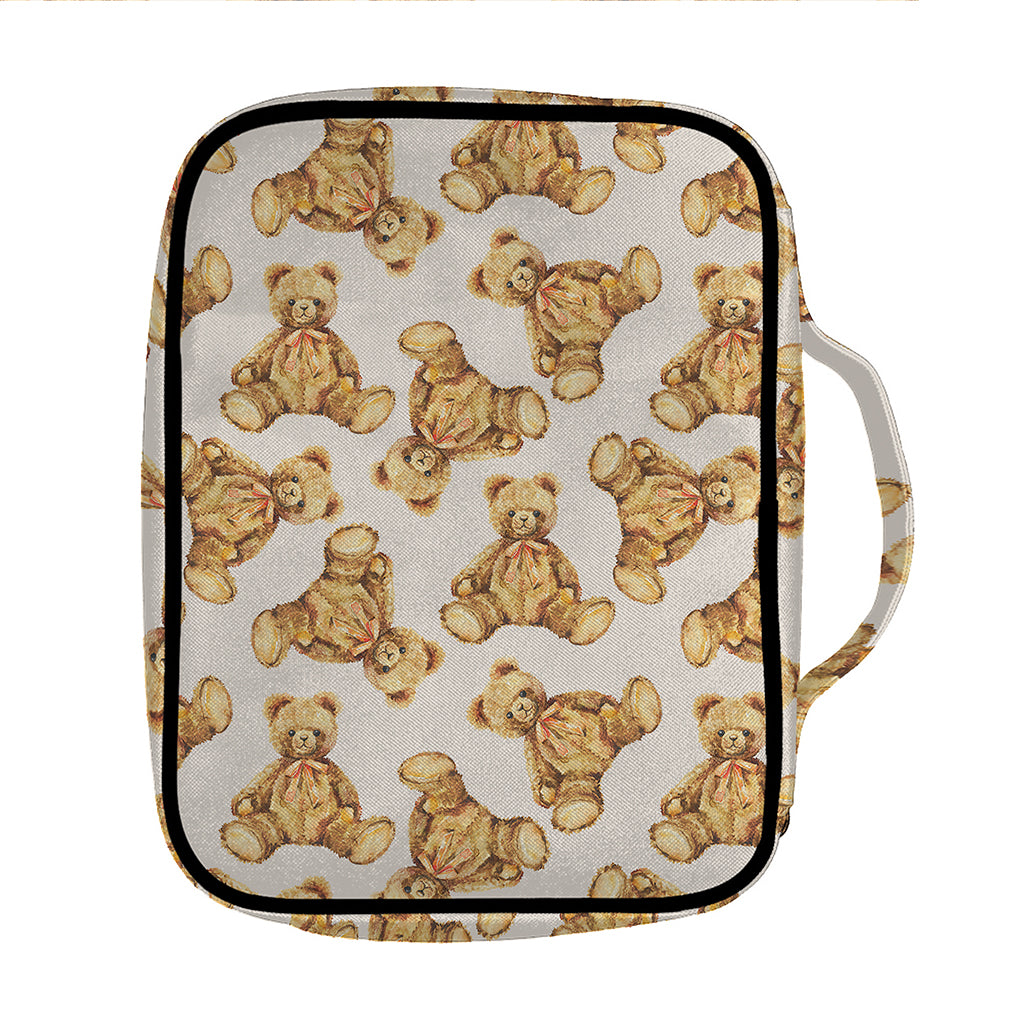 Watercolor Teddy Bear Pattern Print Front Pocket Bible Bag