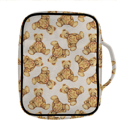 Watercolor Teddy Bear Pattern Print Front Pocket Bible Bag