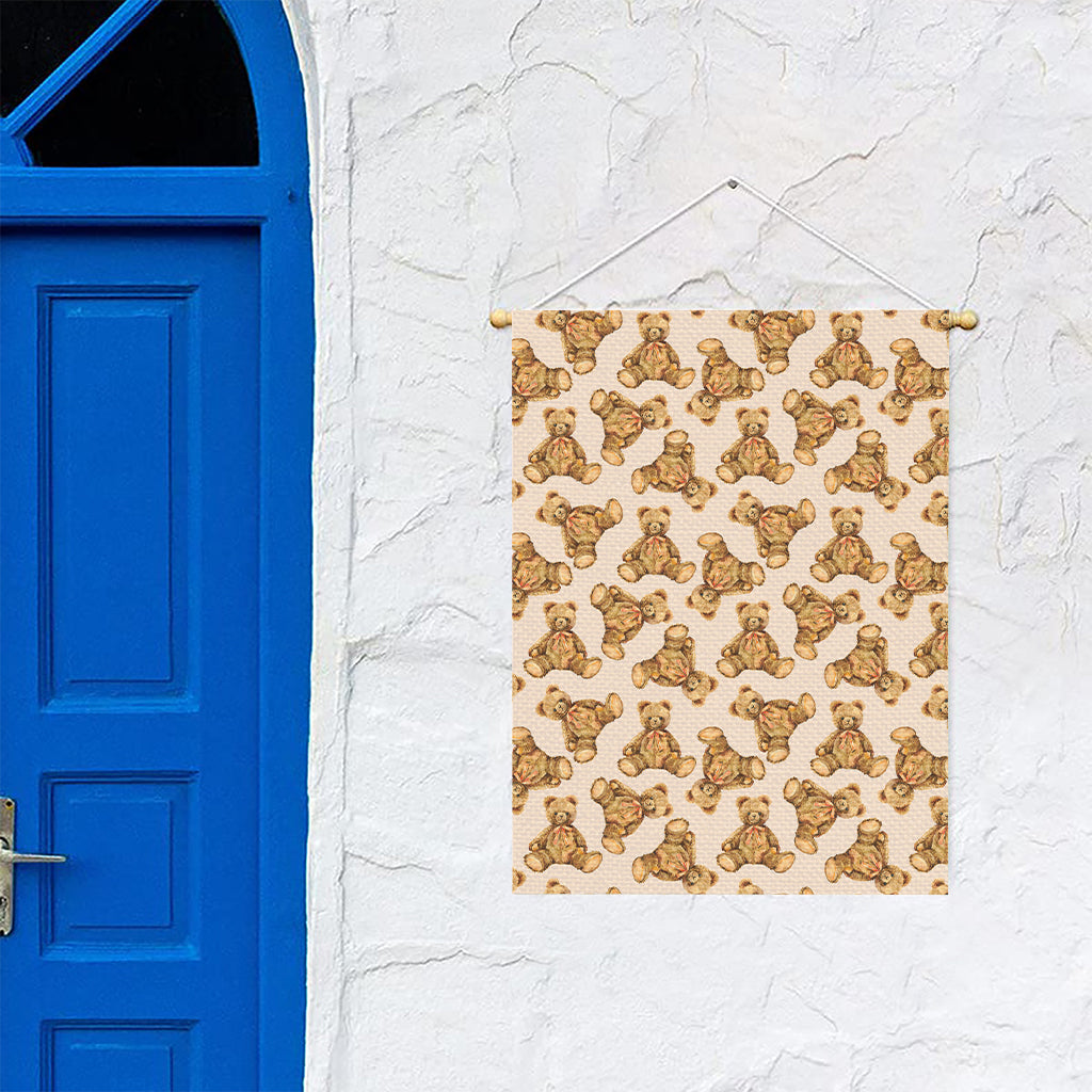 Watercolor Teddy Bear Pattern Print Garden Flag