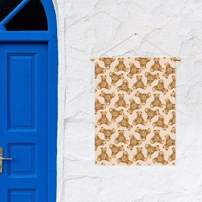 Watercolor Teddy Bear Pattern Print Garden Flag
