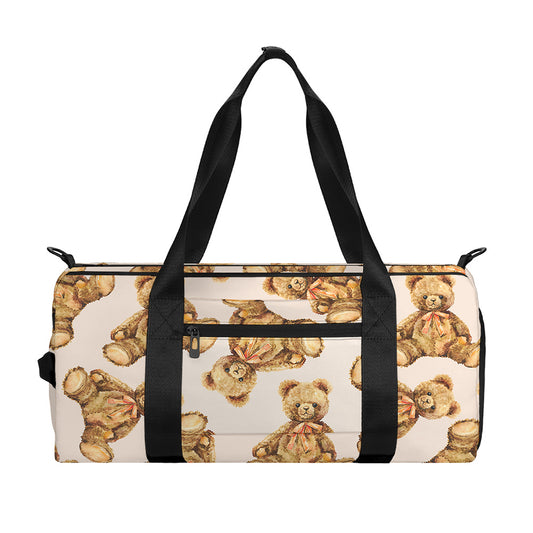 Watercolor Teddy Bear Pattern Print Gym Bag