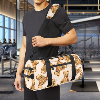 Watercolor Teddy Bear Pattern Print Gym Bag