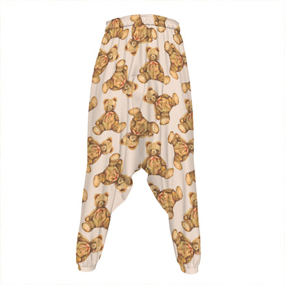 Watercolor Teddy Bear Pattern Print Hammer Pants
