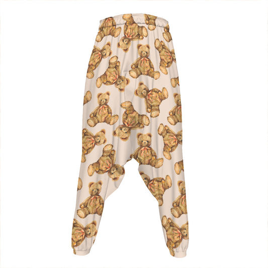 Watercolor Teddy Bear Pattern Print Hammer Pants