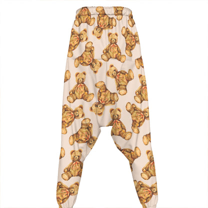 Watercolor Teddy Bear Pattern Print Hammer Pants