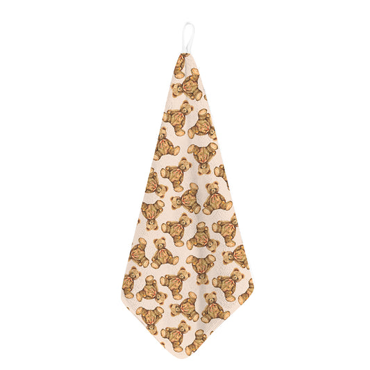 Watercolor Teddy Bear Pattern Print Hand Towel