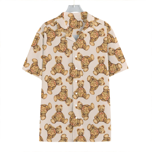 Watercolor Teddy Bear Pattern Print Hawaiian Shirt