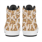 Watercolor Teddy Bear Pattern Print High Top Leather Sneakers