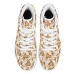 Watercolor Teddy Bear Pattern Print High Top Leather Sneakers