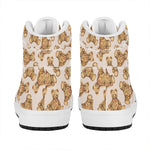 Watercolor Teddy Bear Pattern Print High Top Leather Sneakers