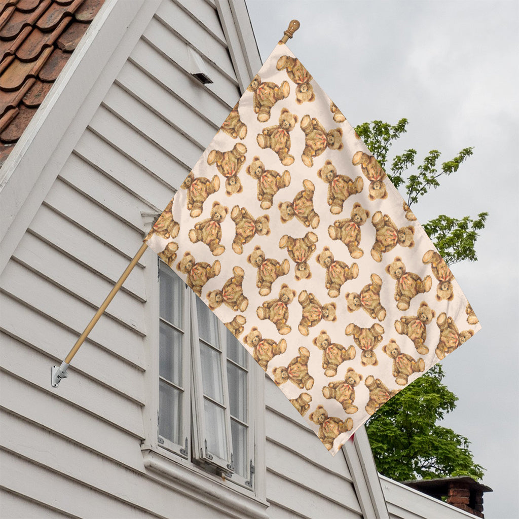 Watercolor Teddy Bear Pattern Print House Flag