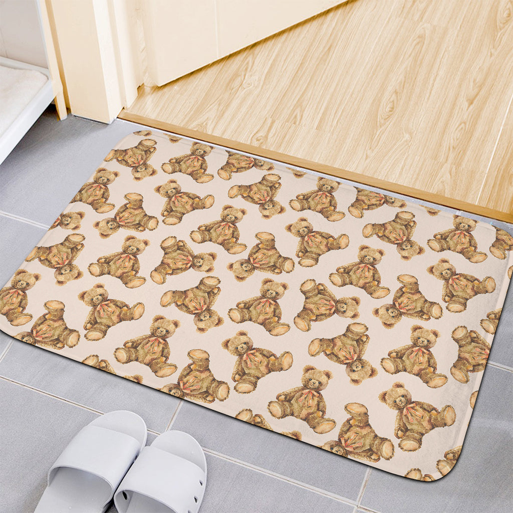 Watercolor Teddy Bear Pattern Print Indoor Door Mat