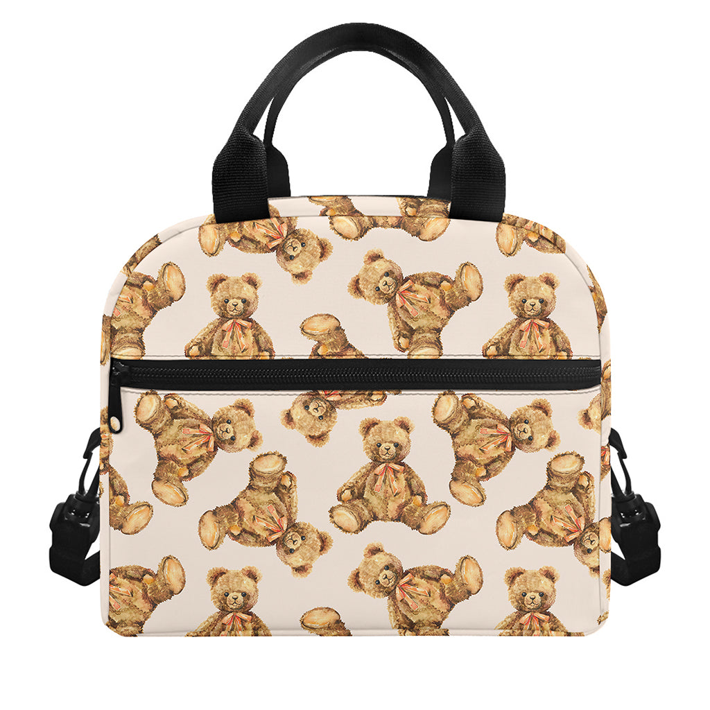 Watercolor Teddy Bear Pattern Print Insulated Lunch Bag