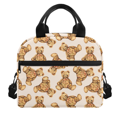 Watercolor Teddy Bear Pattern Print Insulated Lunch Bag