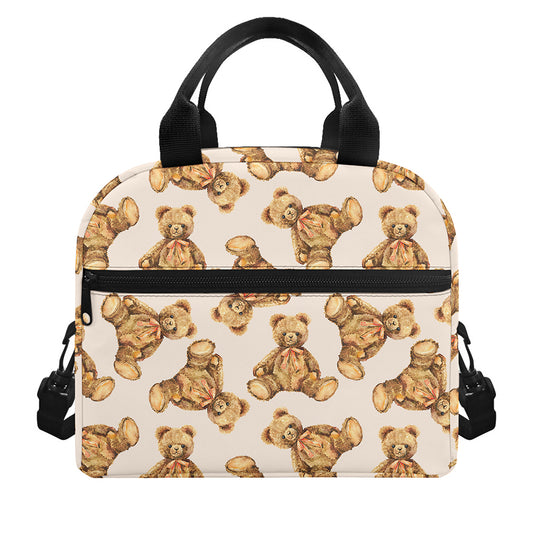 Watercolor Teddy Bear Pattern Print Insulated Lunch Bag