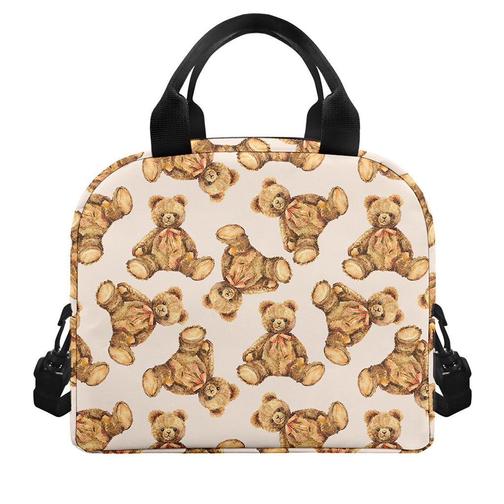 Watercolor Teddy Bear Pattern Print Insulated Lunch Bag
