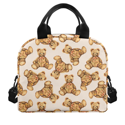 Watercolor Teddy Bear Pattern Print Insulated Lunch Bag