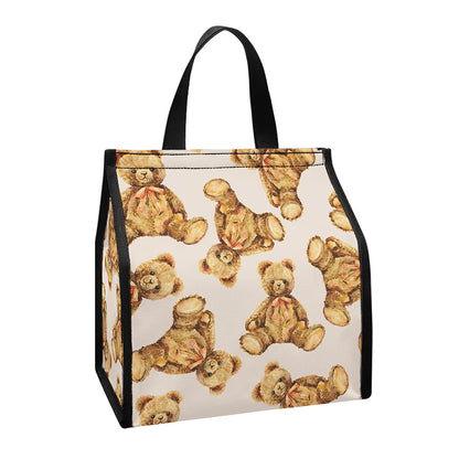 Watercolor Teddy Bear Pattern Print Insulated Lunch Tote