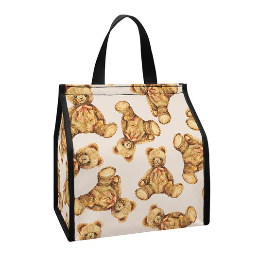 Watercolor Teddy Bear Pattern Print Insulated Lunch Tote