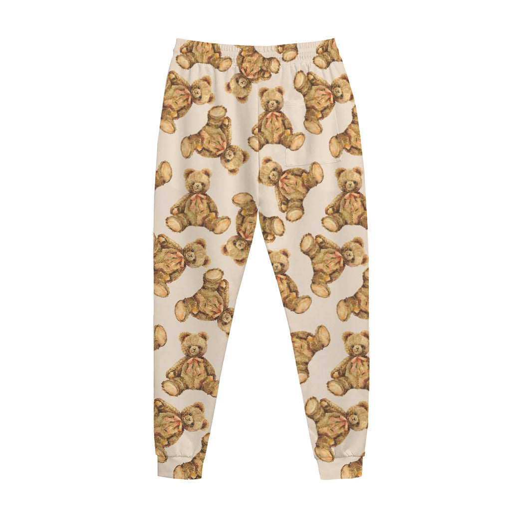 Watercolor Teddy Bear Pattern Print Jogger Pants