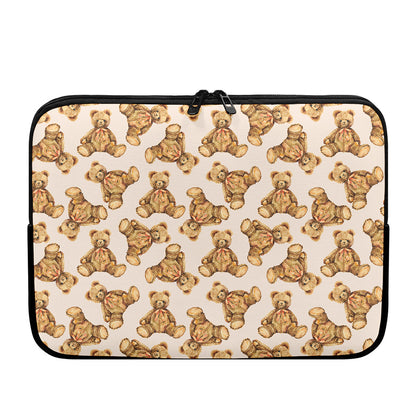Watercolor Teddy Bear Pattern Print Laptop Sleeve
