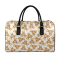 Watercolor Teddy Bear Pattern Print Leather Duffel Bag