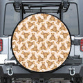 Watercolor Teddy Bear Pattern Print Leather Spare Tire Cover
