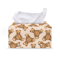 Watercolor Teddy Bear Pattern Print Leather Tissue Box Cover