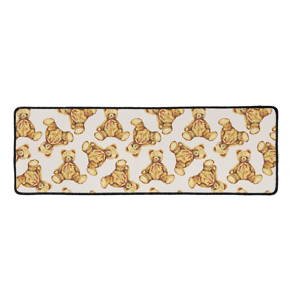 Watercolor Teddy Bear Pattern Print Long Kitchen Mat