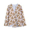 Watercolor Teddy Bear Pattern Print Long Sleeve Short Coat