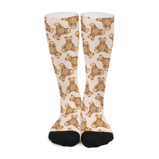 Watercolor Teddy Bear Pattern Print Long Socks