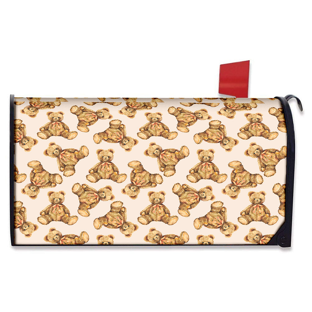Watercolor Teddy Bear Pattern Print Mailbox Cover