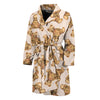 Watercolor Teddy Bear Pattern Print Men's Bathrobe