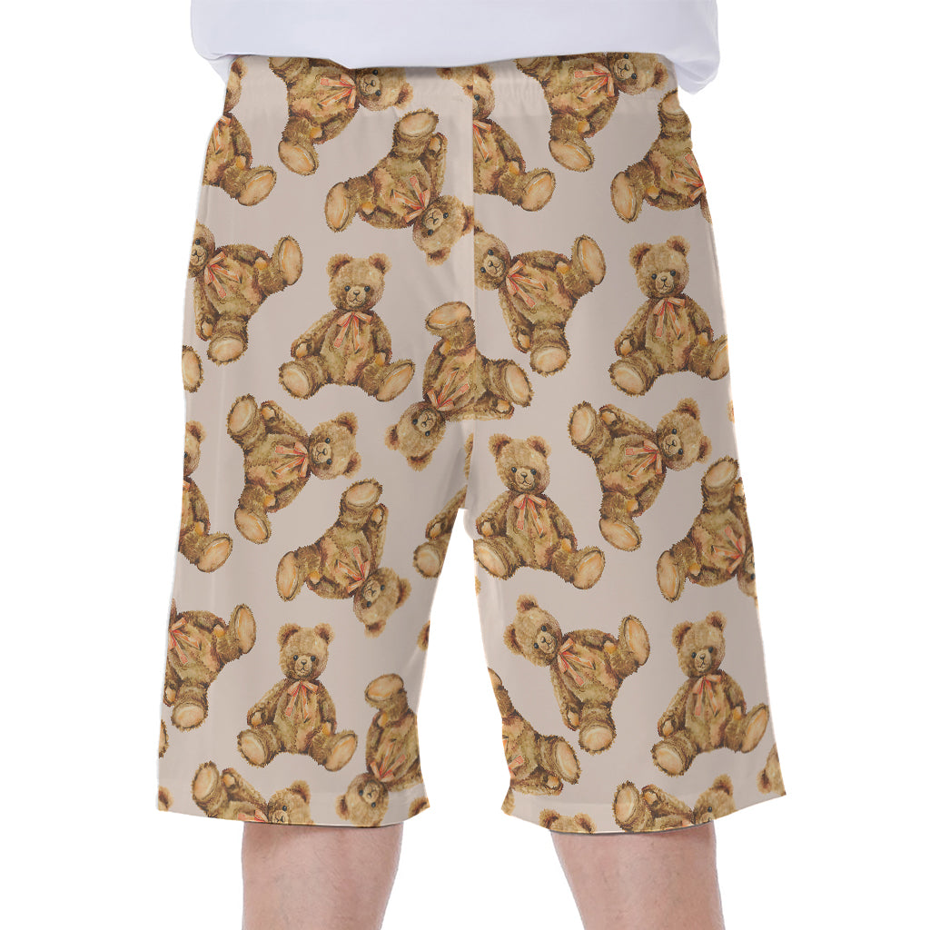 Watercolor Teddy Bear Pattern Print Men's Beach Shorts