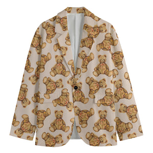 Watercolor Teddy Bear Pattern Print Men's Blazer