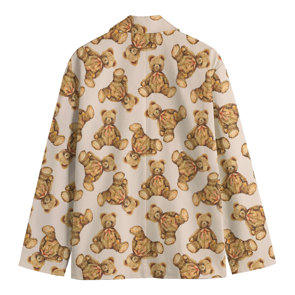 Watercolor Teddy Bear Pattern Print Men's Blazer