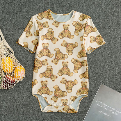 Watercolor Teddy Bear Pattern Print Men's Bodysuit