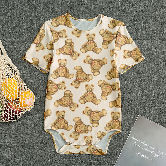 Watercolor Teddy Bear Pattern Print Men's Bodysuit