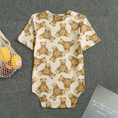 Watercolor Teddy Bear Pattern Print Men's Bodysuit