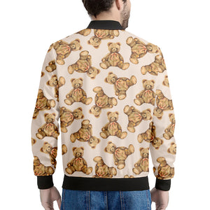 Watercolor Teddy Bear Pattern Print Men's Bomber Jacket