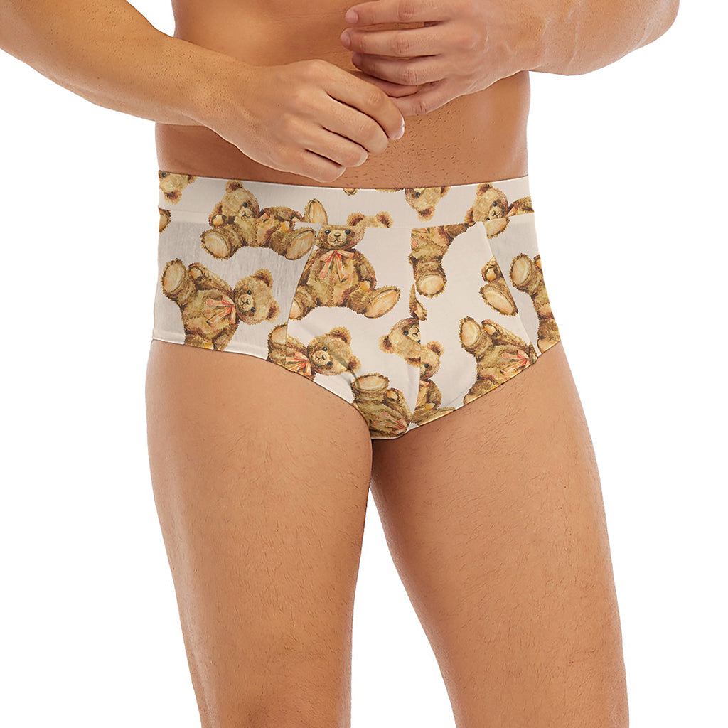 Watercolor Teddy Bear Pattern Print Men's Briefs