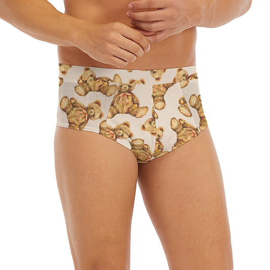Watercolor Teddy Bear Pattern Print Men's Briefs
