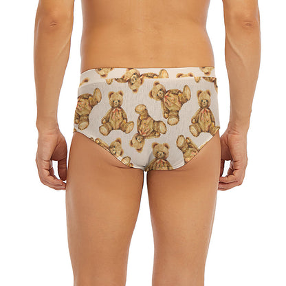 Watercolor Teddy Bear Pattern Print Men's Briefs