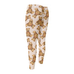 Watercolor Teddy Bear Pattern Print Men's Compression Pants