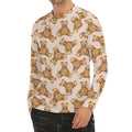 Watercolor Teddy Bear Pattern Print Men's Long Sleeve Rash Guard